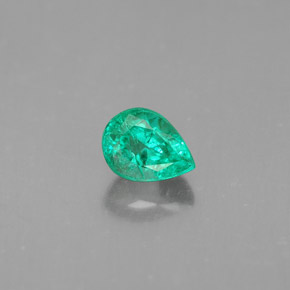 0.40 ct Green Emerald Gemstone, Emerald Gem in Pear Facet Shape for Sale.