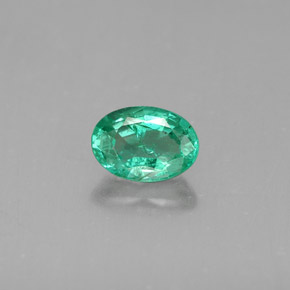 0.49 ct Green Emerald Gemstone, Emerald Gem in Oval Facet Shape for Sale.