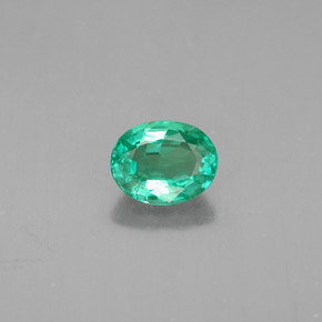 0.64 ct Green Emerald Gemstone, Emerald Gem in Oval Facet Shape for Sale.