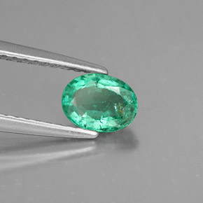 0.55 ct Green Emerald Stone, Natural Emerald in Oval Facet Shape for Sale