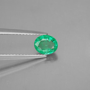 0.74 ct Green Emerald Stone, Natural Emerald in Oval Facet Shape for Sale