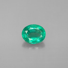 0.56 ct Green Emerald Gemstone, Emerald Gem in Oval Facet Shape for Sale.
