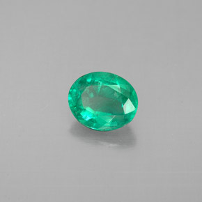 0.56 ct Green Emerald Stone, Natural Emerald in Oval Facet Shape for Sale
