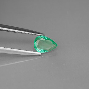 0.31 ct Green Emerald Stone, Natural Emerald in Pear Facet Shape for Sale
