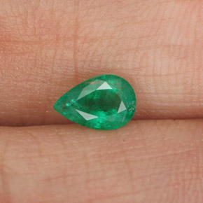 0.41 ct Green Emerald Gemstone, Emerald Gem in Pear Facet Shape for Sale.