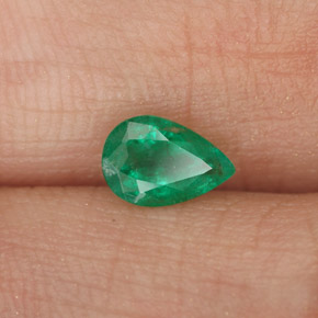 0.41 ct Green Emerald Stone, Natural Emerald in Pear Facet Shape for Sale