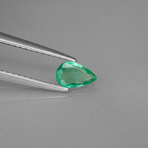 0.28 ct Green Emerald Stone, Natural Emerald in Pear Facet Shape for Sale
