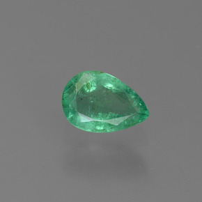 0.43 ct Green Emerald Gemstone, Emerald Gem in Pear Facet Shape for Sale.