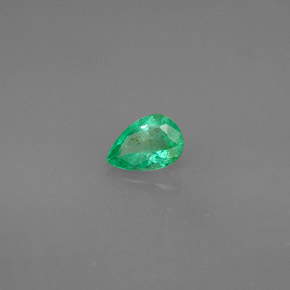 0.35 ct Green Emerald Stone, Natural Emerald in Pear Facet Shape for Sale