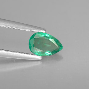 0.39 ct Green Emerald Stone, Natural Emerald in Pear Facet Shape for Sale