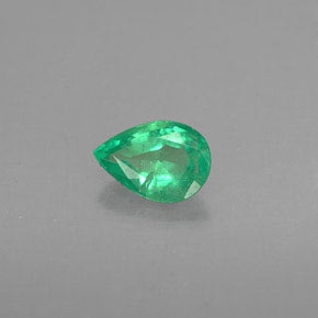 0.33 ct Green Emerald Gemstone, Emerald Gem in Pear Facet Shape for Sale.