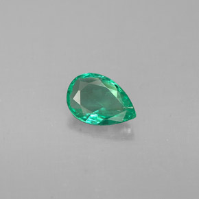0.32 ct Green Emerald Gemstone, Emerald Gem in Pear Facet Shape for Sale.