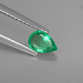 0.35 ct Green Emerald Stone, Natural Emerald in Pear Facet Shape for Sale