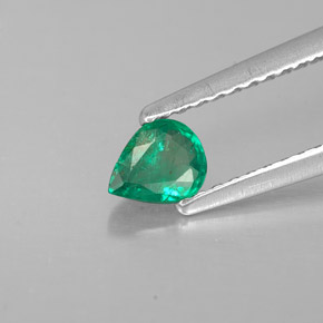 0.27 ct Green Emerald Stone, Natural Emerald in Pear Facet Shape for Sale