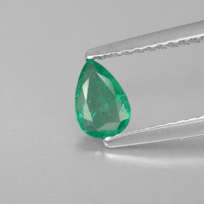 0.37 ct Green Emerald Gemstone, Emerald Gem in Pear Facet Shape for Sale.