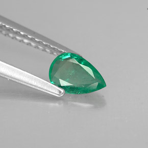 0.37 ct Green Emerald Stone, Natural Emerald in Pear Facet Shape for Sale