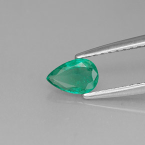 0.33 ct Green Emerald Gemstone, Emerald Gem in Pear Facet Shape for Sale.