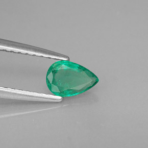 0.33 ct Green Emerald Stone, Natural Emerald in Pear Facet Shape for Sale