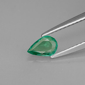 0.34 ct Green Emerald Gemstone, Emerald Gem in Pear Facet Shape for Sale.