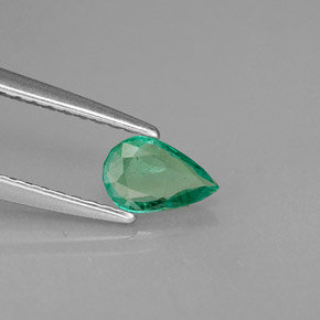 0.34 ct Green Emerald Stone, Natural Emerald in Pear Facet Shape for Sale