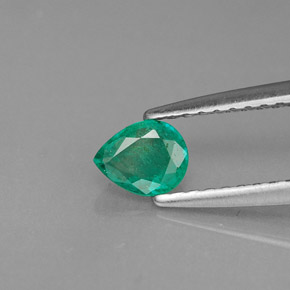 0.29 ct Green Emerald Gemstone, Emerald Gem in Pear Facet Shape for Sale.