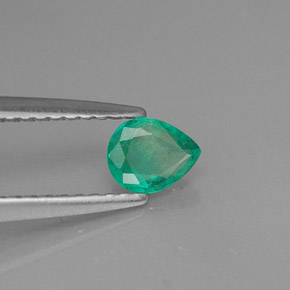 0.29 ct Green Emerald Stone, Natural Emerald in Pear Facet Shape for Sale