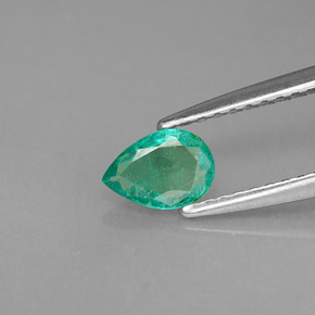 0.34 ct Green Emerald Gemstone, Emerald Gem in Pear Facet Shape for Sale.