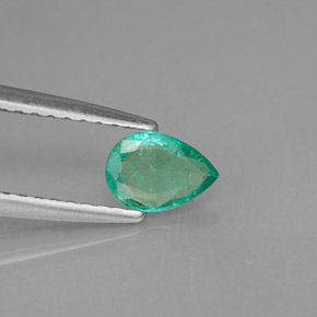 0.34 ct Green Emerald Stone, Natural Emerald in Pear Facet Shape for Sale