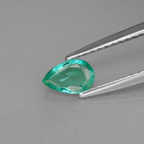 0.32 ct Green Emerald Gemstone, Emerald Gem in Pear Facet Shape for Sale.