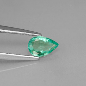 0.29 ct Green Emerald Stone, Natural Emerald in Pear Facet Shape for Sale