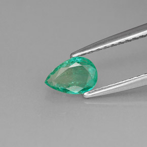 0.33 ct Green Emerald Gemstone, Emerald Gem in Pear Facet Shape for Sale.