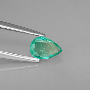 0.33 ct Green Emerald Stone, Natural Emerald in Pear Facet Shape for Sale