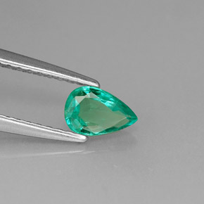 0.34 ct Green Emerald Stone, Natural Emerald in Pear Facet Shape for Sale