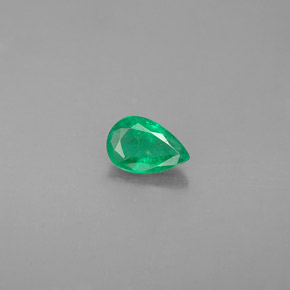 0.33 ct Green Emerald Gemstone, Emerald Gem in Pear Facet Shape for Sale.