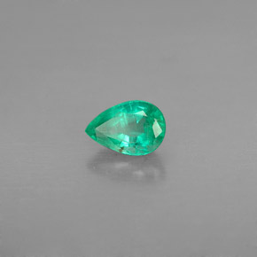 0.43 ct Green Emerald Stone, Natural Emerald in Pear Facet Shape for Sale