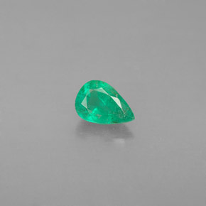 0.37 ct Green Emerald Gemstone, Emerald Gem in Pear Facet Shape for Sale.