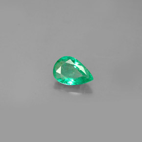 0.37 ct Green Emerald Gemstone, Emerald Gem in Pear Facet Shape for Sale.