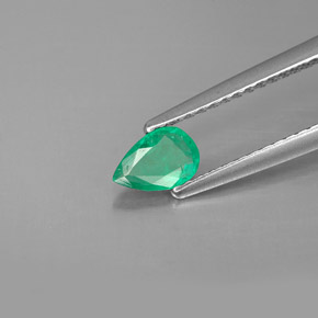 0.31 ct Green Emerald Stone, Natural Emerald in Pear Facet Shape for Sale