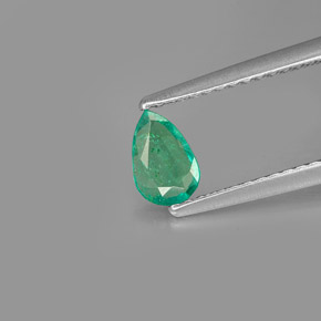0.36 ct Green Emerald Gemstone, Emerald Gem in Pear Facet Shape for Sale.