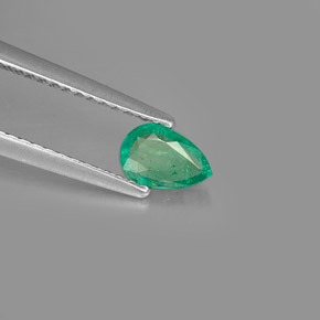0.36 ct Green Emerald Stone, Natural Emerald in Pear Facet Shape for Sale