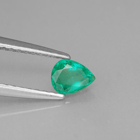 0.25 ct Green Emerald Stone, Natural Emerald in Pear Facet Shape for Sale