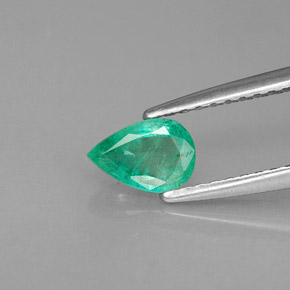0.39 ct Green Emerald Gemstone, Emerald Gem in Pear Facet Shape for Sale.