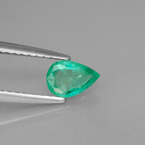 0.39 ct Green Emerald Stone, Natural Emerald in Pear Facet Shape for Sale