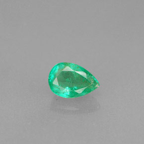 0.42 ct Green Emerald Gemstone, Emerald Gem in Pear Facet Shape for Sale.