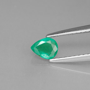 0.30 ct Green Emerald Gemstone, Emerald Gem in Pear Facet Shape for Sale.
