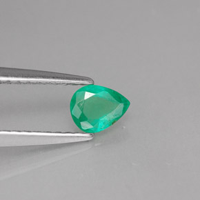 0.30 ct Green Emerald Stone, Natural Emerald in Pear Facet Shape for Sale