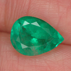 2.22 ct Green Emerald Gemstone, Emerald Gem in Pear Facet Shape for Sale.