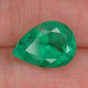 2.22 ct Green Emerald Stone, Natural Emerald in Pear Facet Shape for Sale
