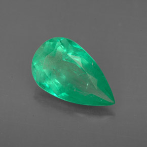 2.43 ct Green Emerald Gemstone, Emerald Gem in Pear Facet Shape for Sale.
