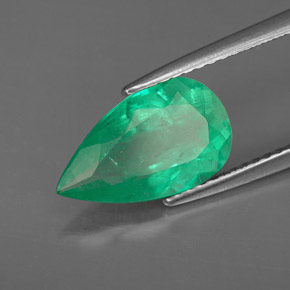 2.43 ct Green Emerald Stone, Natural Emerald in Pear Facet Shape for Sale